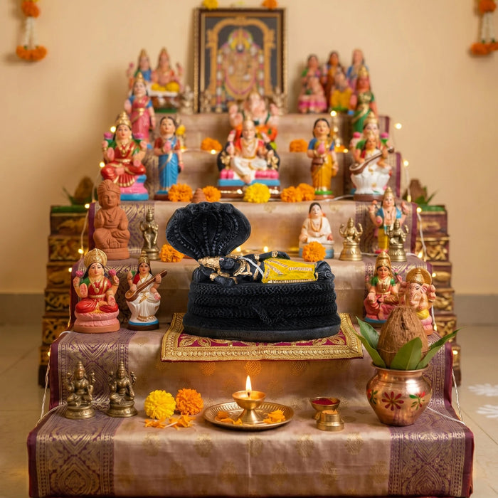 Ranganathar Black Clay Golu Bommai - 9 x 10.5 Inches | Giri Golu Doll/Navaratri Golu Bomma/ Gombe/ Bommai