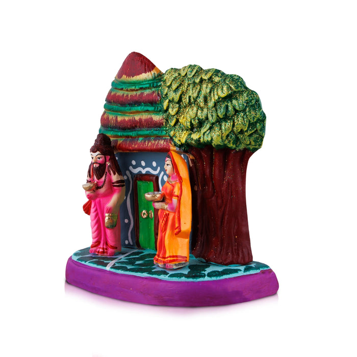 Ramayana-Ravana Sita Haran Clay Golu Bommai - 7 x 8 Inches | Giri Golu Doll/ Navaratri Golu Bomma/Gombe/Bommai - Clay Kolu Bommai