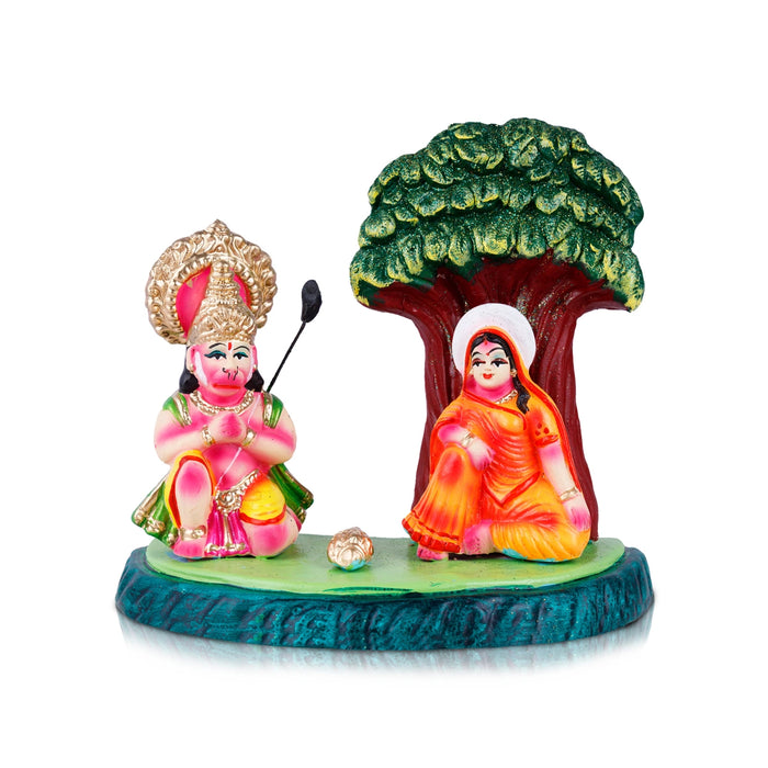 Sundara Kanda Sita Hanuman Ashoka Vanam Clay Golu Bommai - 7 x 9 Inches | Giri Golu Doll/ Navaratri Golu Bomma