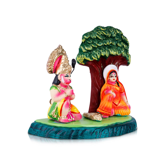 Sundara Kanda Sita Hanuman Ashoka Vanam Clay Golu Bommai - 7 x 9 Inches | Giri Golu Doll/ Navaratri Golu Bomma