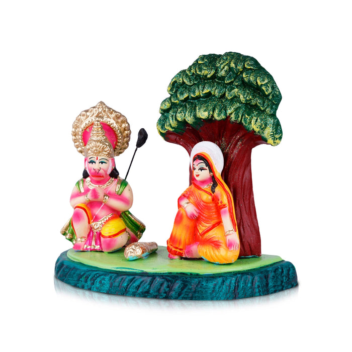 Sundara Kanda Sita Hanuman Ashoka Vanam Clay Golu Bommai - 7 x 9 Inches | Giri Golu Doll/ Navaratri Golu Bomma