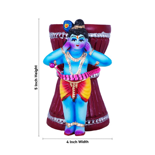 Ural Krishna Clay Golu Bommai - 5 x 4 Inches | Giri Golu Doll/Navaratri Golu Bomma/Gombe/Bommai - Clay Kolu Bommai