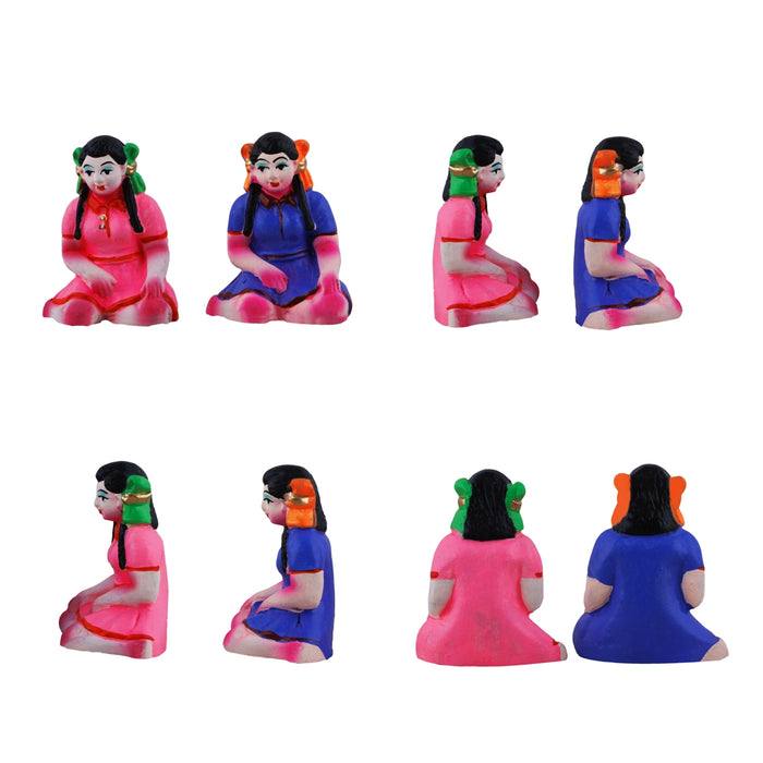 Carrom Clay Golu Bommai Set - 3 x 2.5 Inches | Giri Golu Doll/Navaratri Golu Bomma/Gombe/Bommai