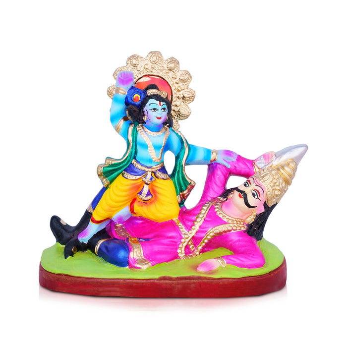 Kamsa Vadham Clay Golu Bommai - 6 x 7 Inches | Giri Golu Doll/Navaratri Golu Bomma/Gombe/Bommai