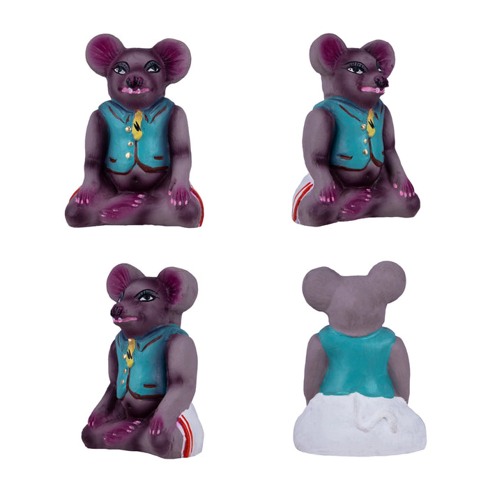 Ganesha Mooshika Chess Clay Golu Bommai Set - 5 x 3 Inches | Giri Golu Doll/ Navaratri Golu Bomma/Gombe/Bommai - Clay Kolu Bommai