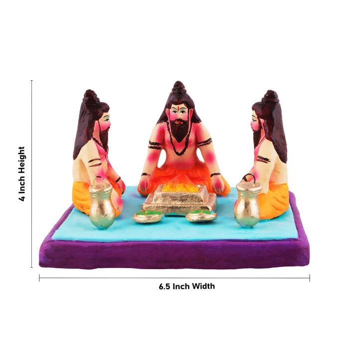 Rishis Homam Clay Golu Bommai - 4 x 6.5 Inches | Giri Golu Doll/Navaratri Golu Bomma/Gombe/Bommai - Clay Kolu Bommai
