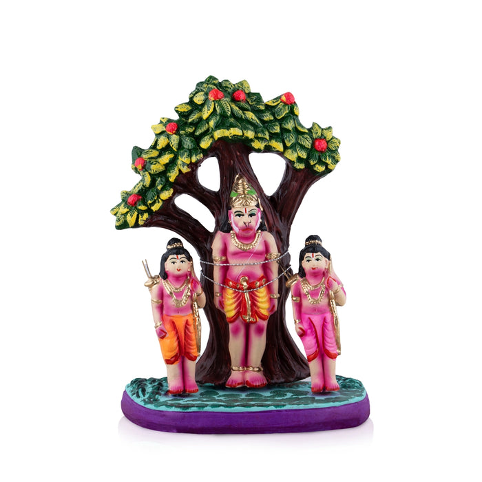 Lava Kush Hanuman Clay Golu Bommai - 10 x 7 Inches | Giri Golu Doll/ Navaratri Golu Bomma/Gombe/Bommai