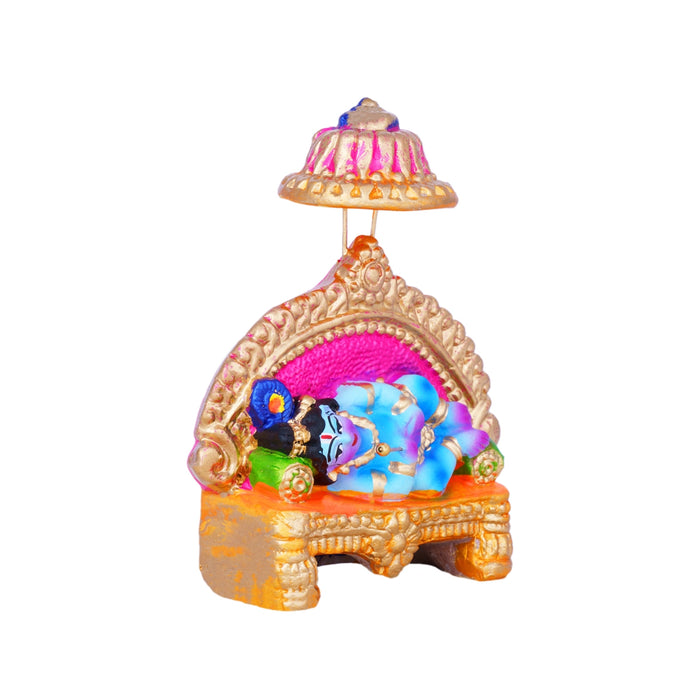 Sleeping Krishna Clay Golu Bommai - 5 x 4 Inches | Giri Golu Doll/ Navaratri Golu Bomma/Gombe/Bommai