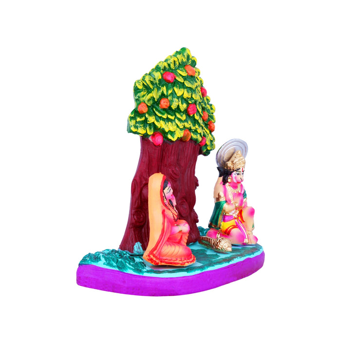 Sundara Kanda Sita Hanuman Ashoka Vanam Clay Golu Bommai - 8 x 7 Inches | Giri Golu Doll/ Navaratri Golu Bomma