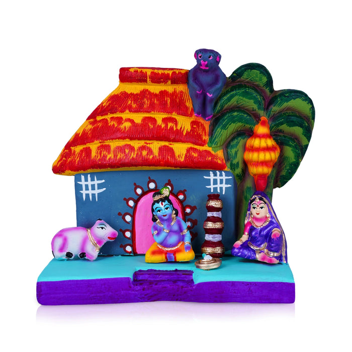 Draupadi Krishna Bhakti Clay Golu Bommai - 7 x 8 Inches | Giri Golu Doll/ Navaratri Golu Bomma/Gombe/Bommai