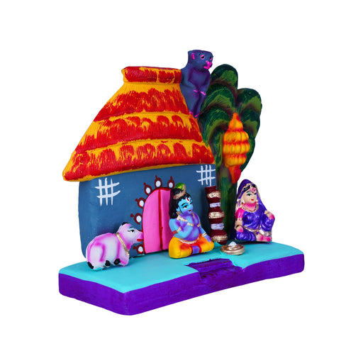 Draupadi Krishna Bhakti Clay Golu Bommai - 7 x 8 Inches | Giri Golu Doll/ Navaratri Golu Bomma/Gombe/Bommai - Clay Kolu Bommai