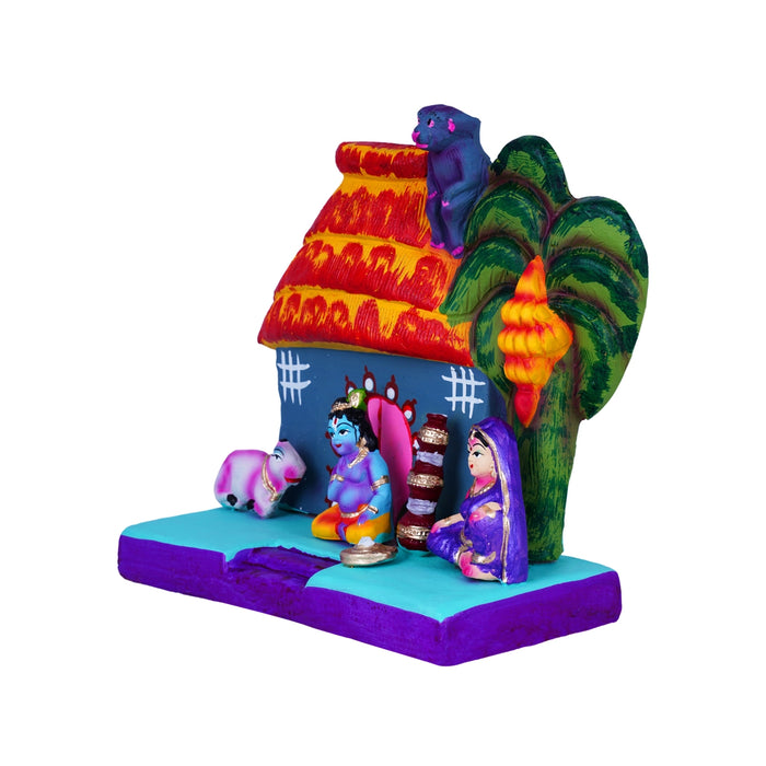 Draupadi Krishna Bhakti Clay Golu Bommai - 7 x 8 Inches | Giri Golu Doll/ Navaratri Golu Bomma/Gombe/Bommai - Clay Kolu Bommai