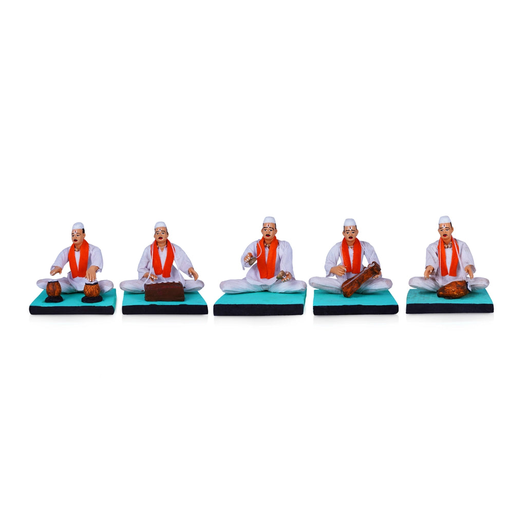 Music Band Clay Golu Bommai Set - 9 x 5 Inches | Giri Golu Doll/Navaratri Golu Bomma/Gombe/Bommai