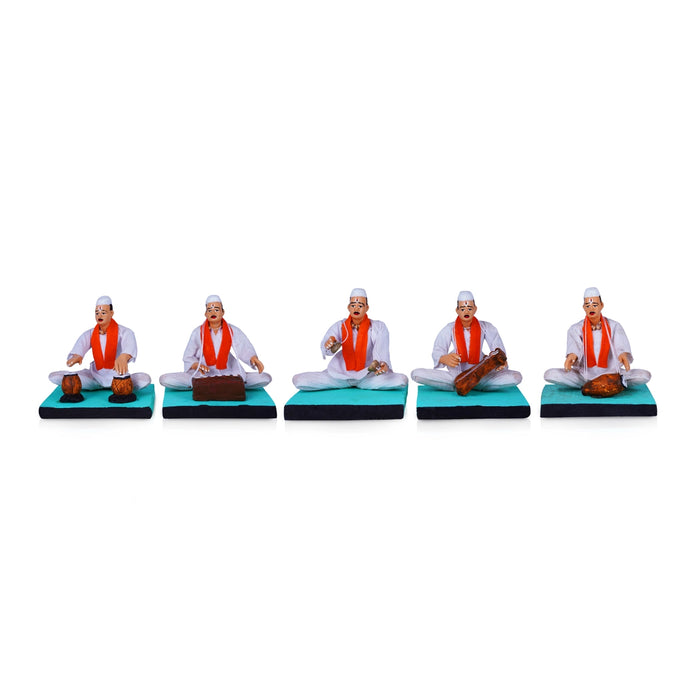 Music Band Clay Golu Bommai Set - 9 x 5 Inches | Giri Golu Doll/Navaratri Golu Bomma/Gombe/Bommai