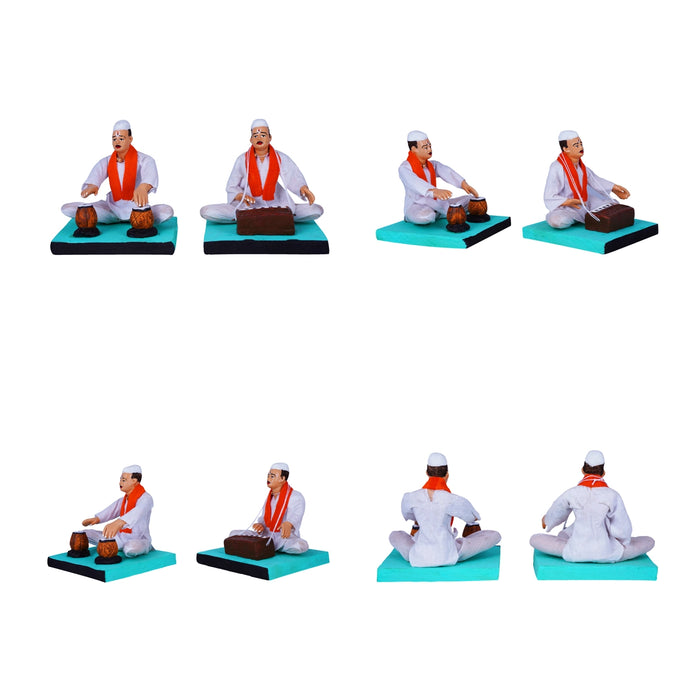 Music Band Clay Golu Bommai Set - 9 x 5 Inches | Giri Golu Doll/Navaratri Golu Bomma/Gombe/Bommai