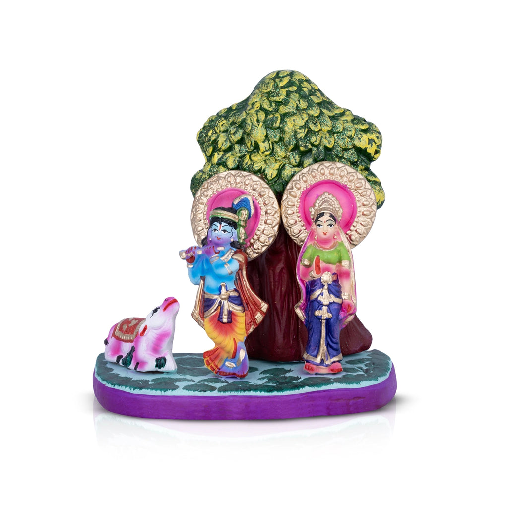 Radha Krishna Clay Golu Bommai - 8 x 7 Inches | Giri Golu Doll/ Navaratri Golu Bomma/Gombe/Bommai