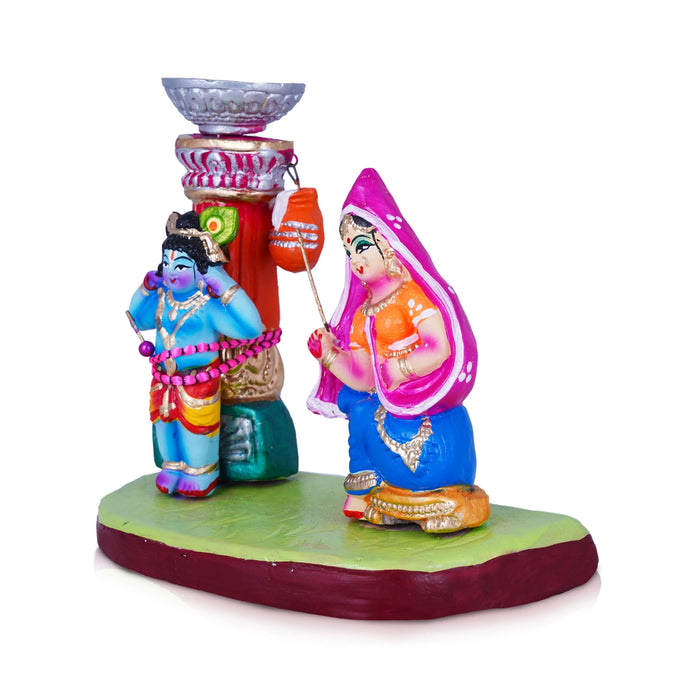 Yashoda Krishna Clay Golu Bommai - 7 x 7.5 Inches | Giri Golu Doll/ Navaratri Golu Bomma/Gombe/Bommai