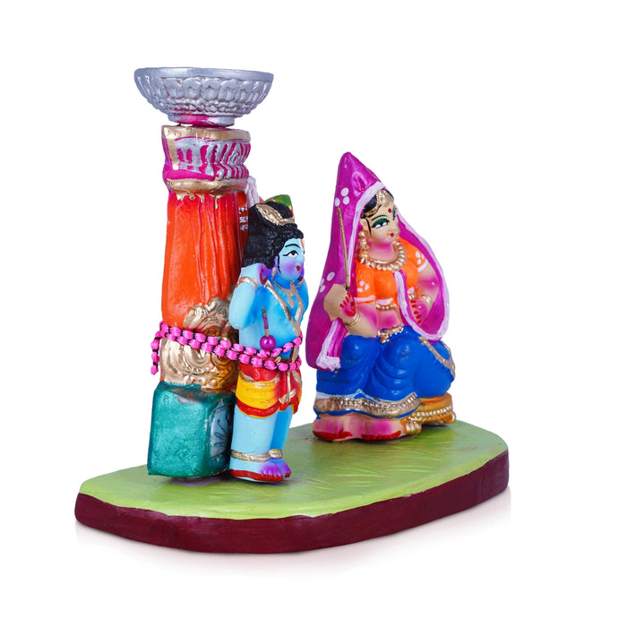 Yashoda Krishna Clay Golu Bommai - 7 x 7.5 Inches | Giri Golu Doll/ Navaratri Golu Bomma/Gombe/Bommai