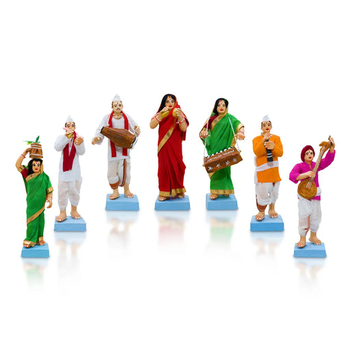 Bhajan Set standing Clay Golu Bommai - 7 inches / Golu Doll / Navaratri Golu Bomma / Gombe / Bommalu - Clay Kolu Bommai