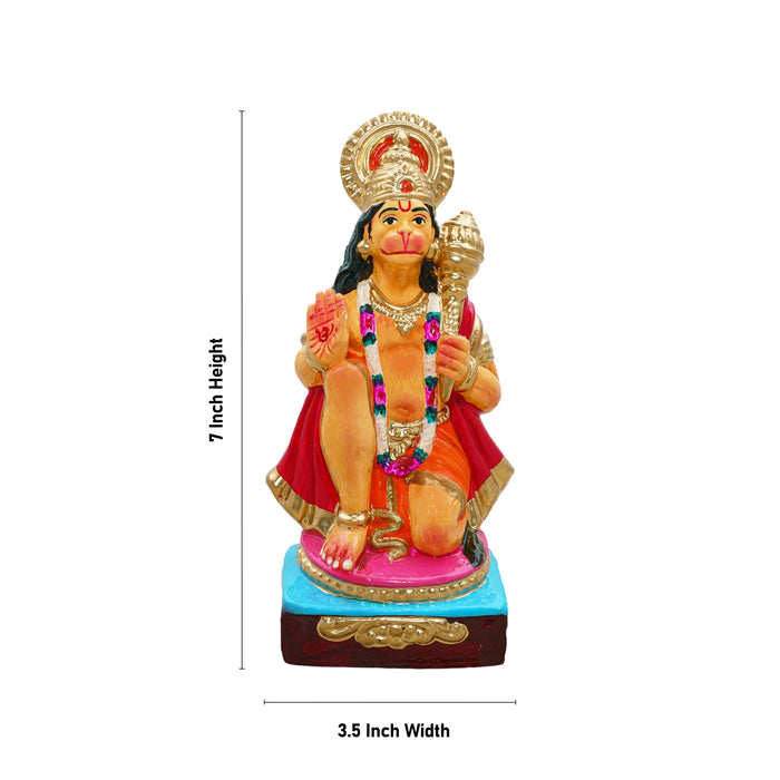 Hanuman Clay Golu Bommai - 7 x 3.5 Inches | Giri Golu Doll/ Navaratri Golu Bomma/ Gombe/ Bommai