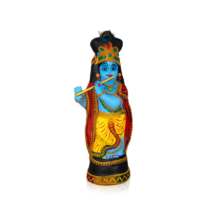 Krishna Statue With Alankaram - 14 x 6 Inches | Fibre Statue/ Krishna Murti for Pooja