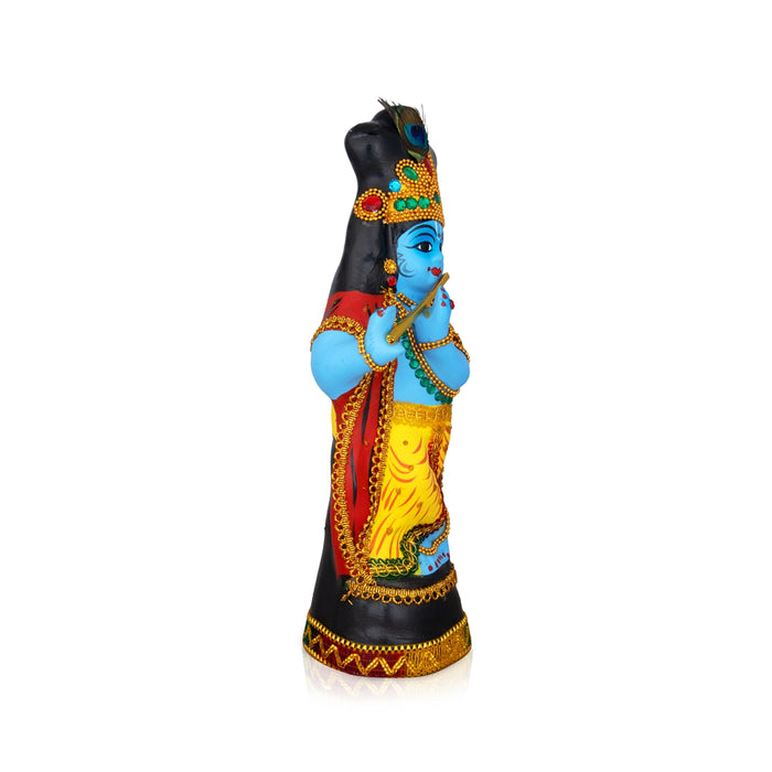 Krishna Statue With Alankaram - 14 x 6 Inches | Fibre Statue/ Krishna Murti for Pooja