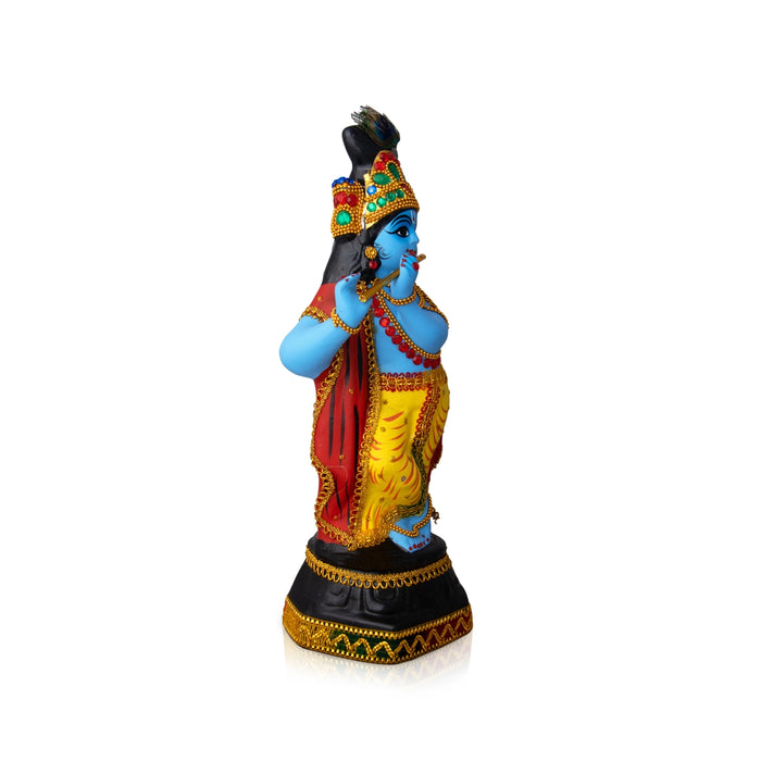 Krishna Statue With Alankaram - 17 x 6 Inches | Fibre Statue/ Krishna Murti for Pooja