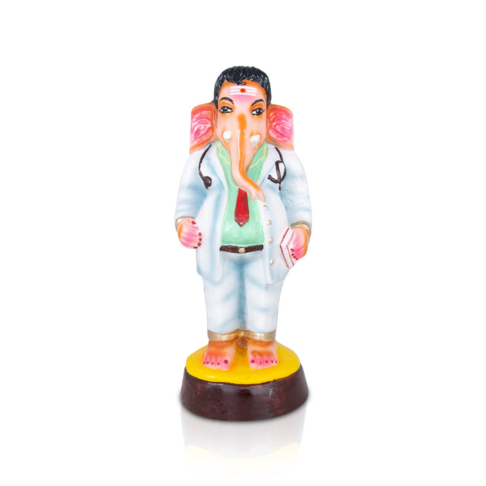 Doctor Ganesh Paper Mache Golu Bommai - 12 x 6 Inches | Giri Golu Doll/ Ganesh Chaturthi Decor/Gombe/Bommai