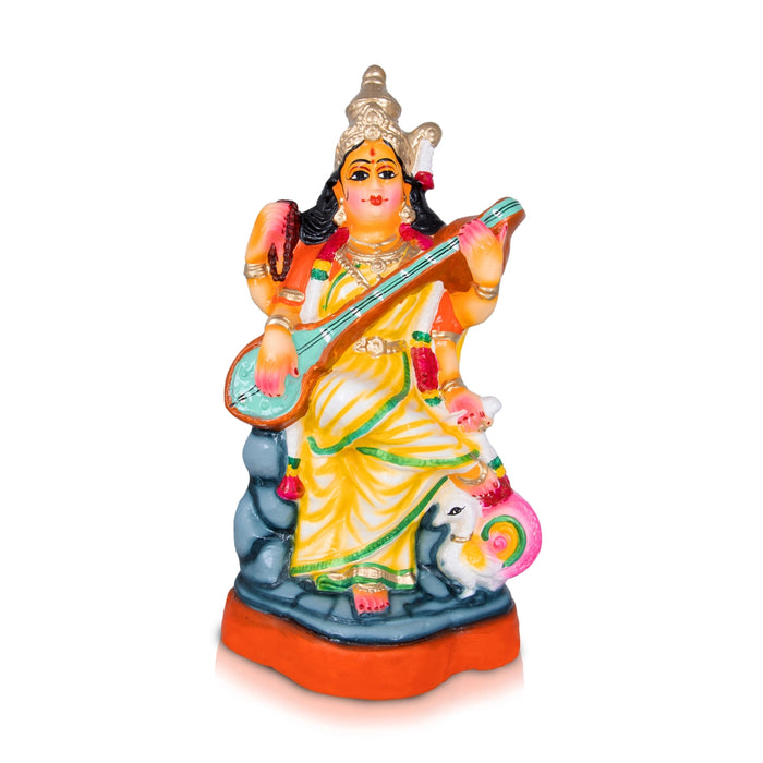 Lakshmi Saraswati With Garland Paper Mache Golu Bommai Pair - 15 Inches | Giri Golu Bomma/ Navaratri Golu Doll