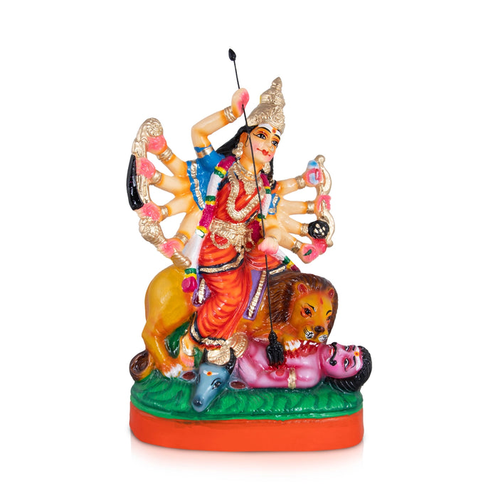 Maa Durga Mahishasura Mardini Paper Mache Golu Bommai - 18 x 12 Inches | Giri Golu Doll/ Navaratri Golu Bomma/Gombe/Bommai