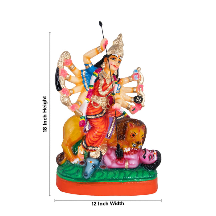 Maa Durga Mahishasura Mardini Paper Mache Golu Bommai - 18 x 12 Inches | Giri Golu Doll/ Navaratri Golu Bomma/Gombe/Bommai