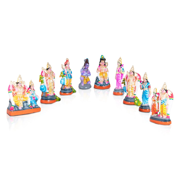 Arupadai Veedu Murugan Paper Mache Golu Bommai Set - 8 x 7 Inches | Giri Golu Doll/ Navaratri Golu Bomma/Gombe/Bommai - Paper Mache Kolu Bommai
