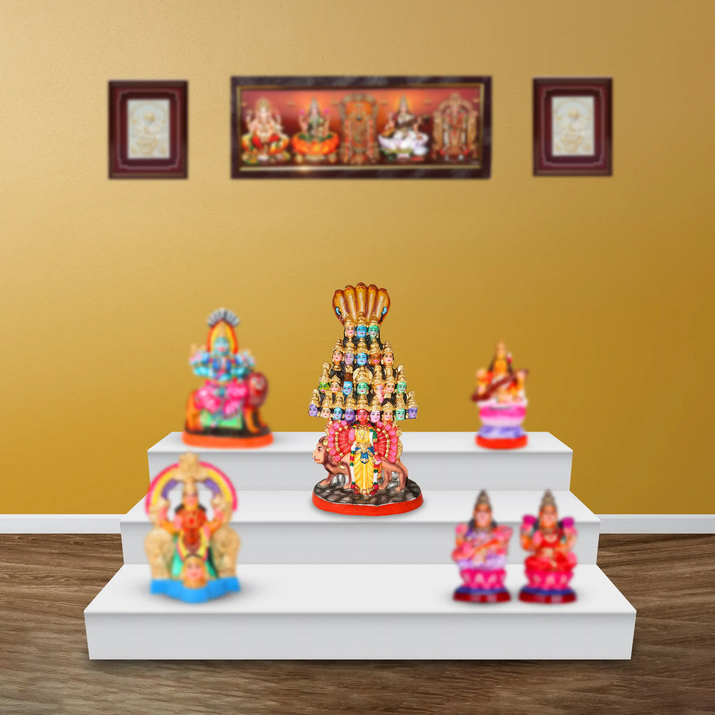 Nava Vishwaroopam Clay Golu Bommai - 18 x 10 Inches | Giri Golu Doll/ Navaratri Golu Bomma/Gombe/Bommai