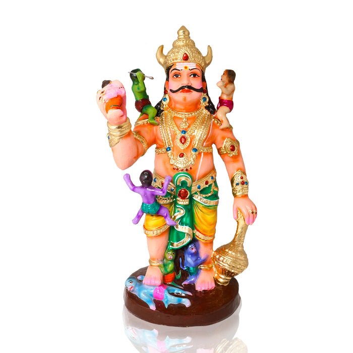 Kumbakarnan War Clay Golu Bommai - 19 x 12 Inches |7 Pcs/ Giri Golu Doll/ Navaratri Golu Bomma/Gombe