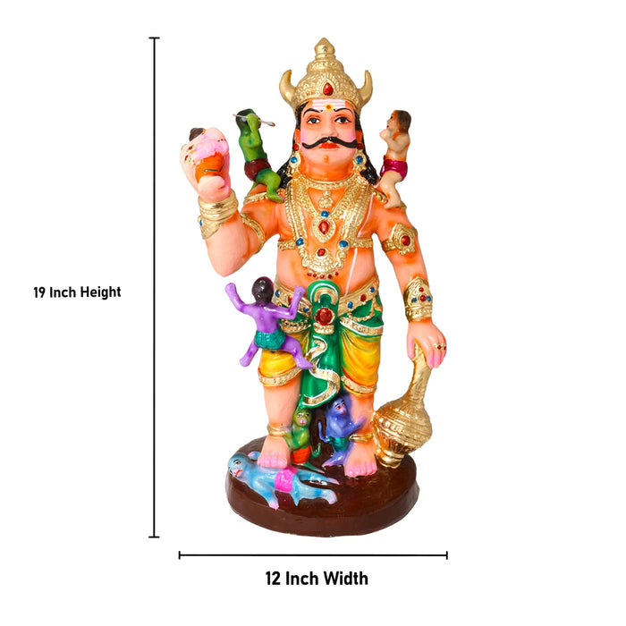 Kumbakarnan War Clay Golu Bommai - 19 x 12 Inches |7 Pcs/ Giri Golu Doll/ Navaratri Golu Bomma/Gombe