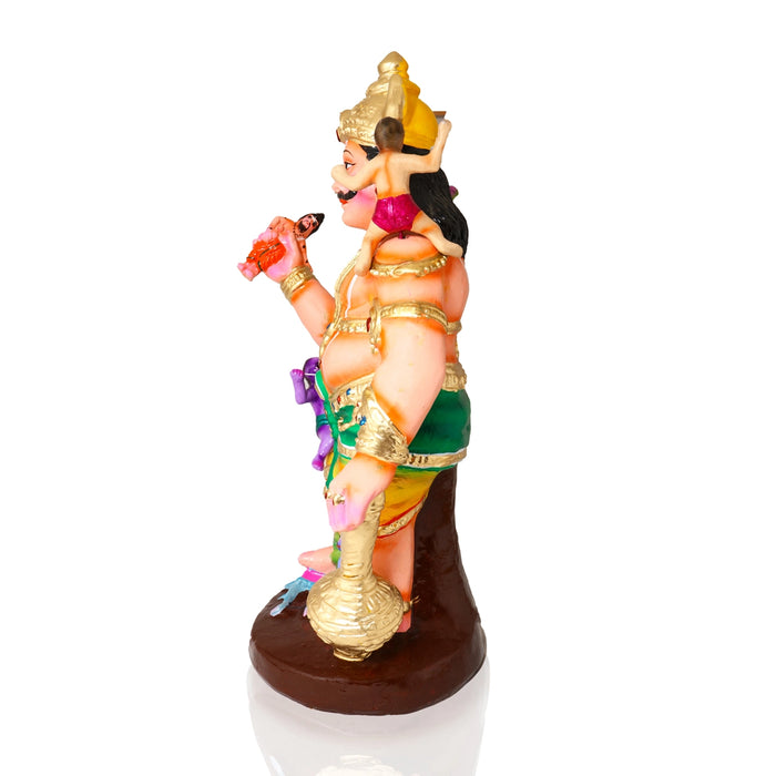 Kumbakarnan War Clay Golu Bommai - 19 x 12 Inches |7 Pcs/ Giri Golu Doll/ Navaratri Golu Bomma/Gombe