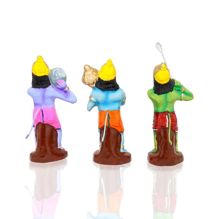 Kumbakarnan War Clay Golu Bommai - 19 x 12 Inches |7 Pcs/ Giri Golu Doll/ Navaratri Golu Bomma/Gombe