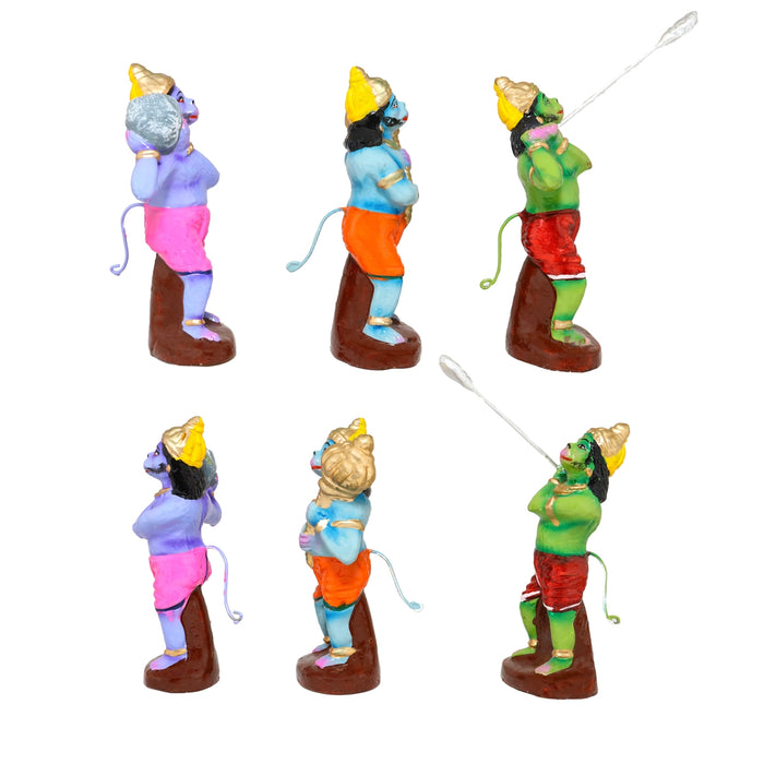 Kumbakarnan War Clay Golu Bommai - 19 x 12 Inches |7 Pcs/ Giri Golu Doll/ Navaratri Golu Bomma/Gombe