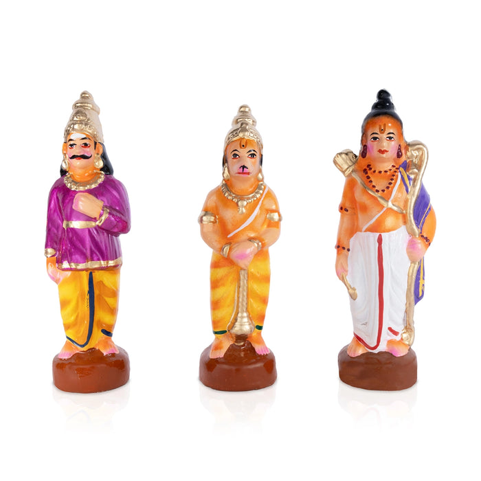 Ravana Vadham Clay Golu Bommai Set - 11 x 4 Inches | Giri Golu Doll/Navaratri Golu Bomma/ Gombe/ Bommai