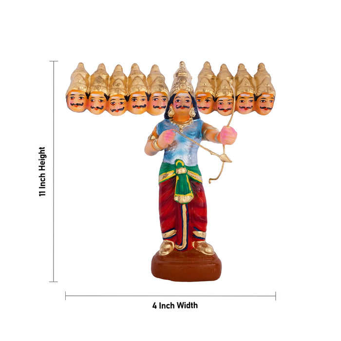 Ravana Vadham Clay Golu Bommai Set - 11 x 4 Inches | Giri Golu Doll/Navaratri Golu Bomma/ Gombe/ Bommai