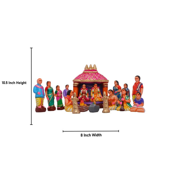 Marriage Clay Golu Bommai Set - 10.5 x 8 Inches | Giri Golu Doll/ Navaratri Golu Bomma/Gombe/Bommai