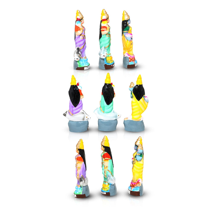 River Goddess Clay Golu Bommai Set - 8 x 4 Inches | Giri Golu Doll/ Navaratri Golu Bomma/Gombe/Bommai - Clay Kolu Bommai