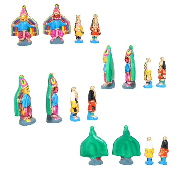 Mysore Dasara Clay Golu Bommai Set - 6 x 4 Inches | 34 Pcs/ Giri Golu Doll/ Navaratri Golu Bomma/ Gombe/ Bommai