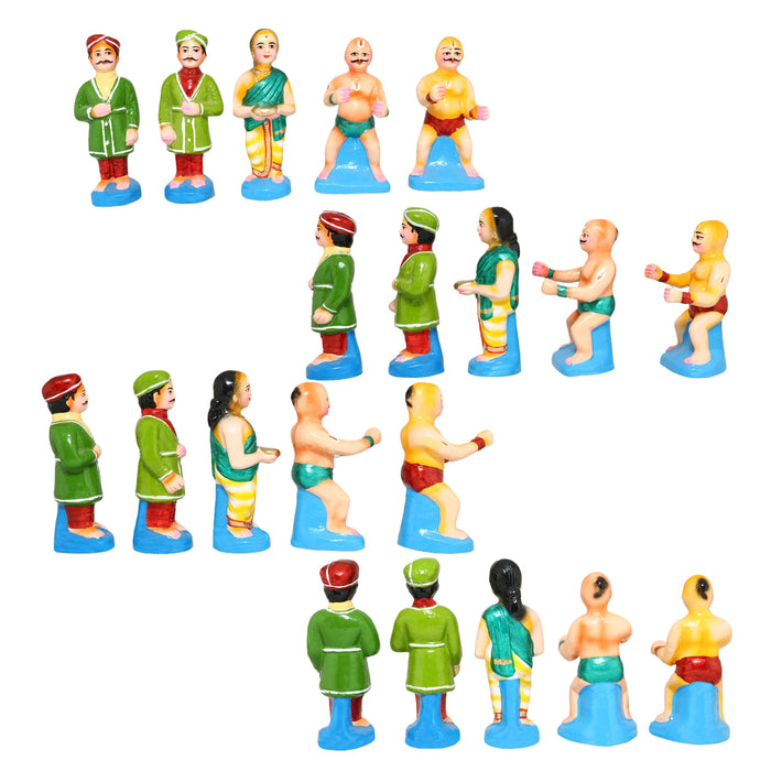 Mysore Dasara Clay Golu Bommai Set - 6 x 4 Inches | 34 Pcs/ Giri Golu Doll/ Navaratri Golu Bomma/ Gombe/ Bommai