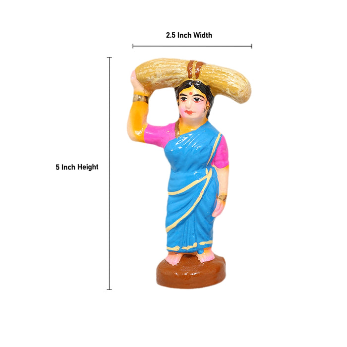 Agriculture Clay Golu Bommai Set - 5 x 2.5 Inches | Giri Golu Doll/ Navaratri Golu Bomma/Gombe/Bommai - Clay Kolu Bommai