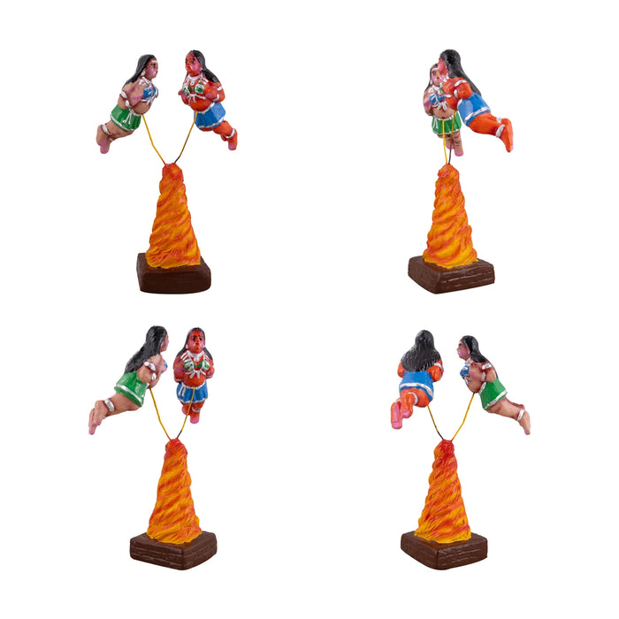 Tharka Vatham Clay Golu Bommai Set - 15 x 4 Inches | Giri Golu Doll/ Navaratri Golu Bomma/Gombe/Bommai - Clay Kolu Bommai