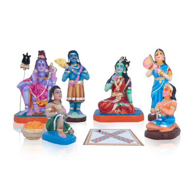 Sivan Sathurangam Clay Golu Bommai Set - 9 x 5 Inches | Giri Golu Doll/ Navaratri Golu Bomma/Gombe/Bommai