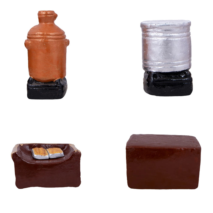 Tea Shop Clay Golu Bommai Set - 7 x 2.5 Inches | Giri Golu Doll/ Navaratri Golu Bomma/Gombe/Bommai - Clay Kolu Bommai