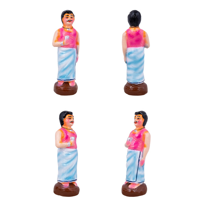 Tea Shop Clay Golu Bommai Set - 7 x 2.5 Inches | Giri Golu Doll/ Navaratri Golu Bomma/Gombe/Bommai - Clay Kolu Bommai