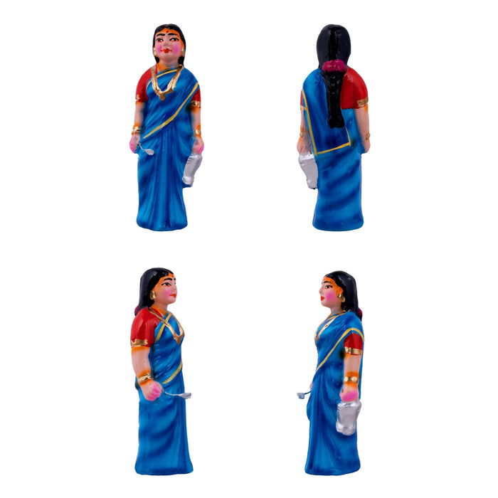 Food Serving Dolls Clay Golu Bommai Set- 6 X 2 Inches | Giri Golu Doll/Navaratri Golu Bommai/Panthi Food/Gombe - Clay Kolu Bommai